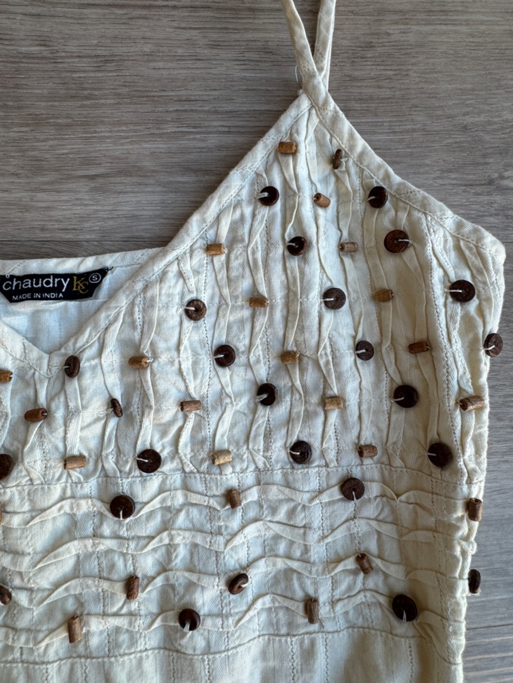 Chaudry KC Y2K 100% Cotton Beaded Embellished Drop Waist Dress sz S - Picture 5 of 14